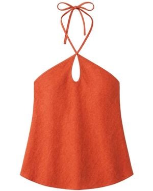 Reformation Rosana Neckholder-Top Aus Leinen - Rot