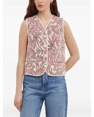 La Petite Francaise Gamin Floral V-Neck Vest - Red