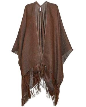 Brunello Cucinelli Fringed Poncho - Brown