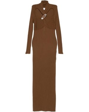 GIUSEPPE DI MORABITO Safety-Pin Ribbed Dress - Brown