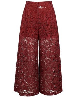 Valentino Garavani Lace Palazzo Trousers - Red