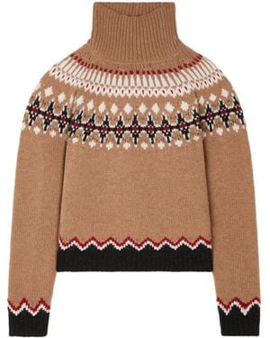 Alanui Fair Isle Strick Rollkragen Pullover - Braun