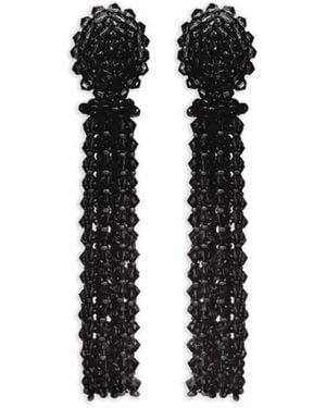 Oscar de la Renta Bead-Embellished Tassel Earrings - Black