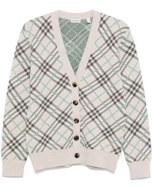 Burberry チェック カーディガン - グレー
