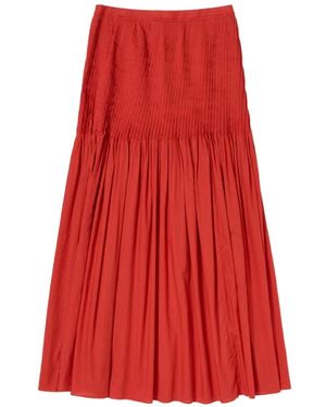 AURALEE Falda Larga Con Pliegues - Rojo