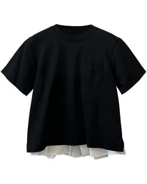 Sacai T-Shirt Con Ruches - Nero