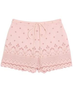 Valentino Garavani Katoenen Shorts Met Ruches En Lint - Roze
