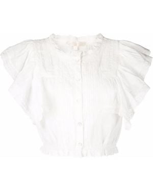 LoveShackFancy Ruffle-trim Cropped Top - White