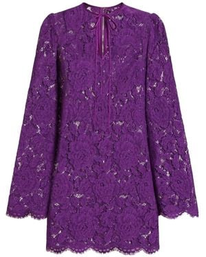 Dolce & Gabbana Robe En Dentelle À Manches Évasées - Violet