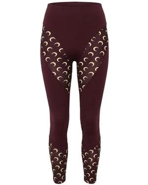Marine Serre Moon-Print Paneled Leggings - Red