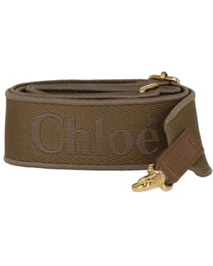 Chloé Bride Ajustable À Logo Brodé - Brown