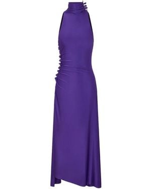 Rabanne Midi Draped Jersey Dress - Purple