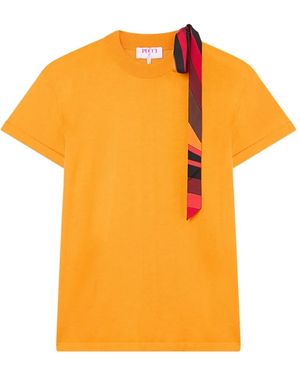 PUCCI T-Shirt With Silk Detail - Orange