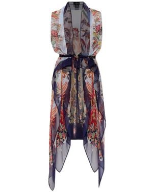 Etro Asymmetrical Paisley-Print Vest - Blue