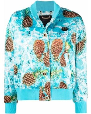 Philipp Plein Pineapple Skies Bomber Jacket - Blue