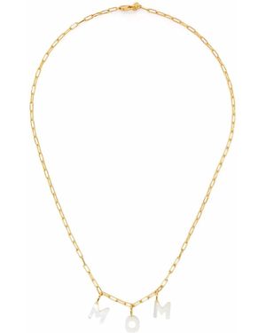 Maria Black Mom-Lettering Charm Necklace - White