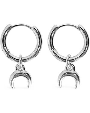 Marine Serre Moon-Pendant Hoop Earrings - White