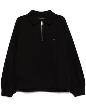 ZZERO BY SONGZIO Panther Hand Rope Collared Neck Sweatshirt - Black