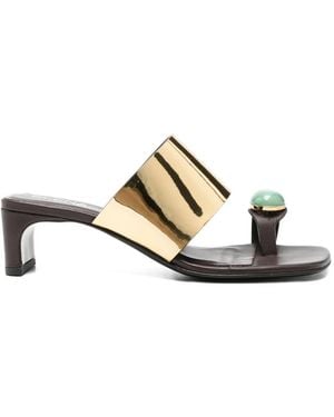 Elena Iachi Gemstone-Detail Sandals - Metallic