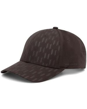 KARL LAGERFELD Monogram-Print Logo-Print Baseball Cap - Brown