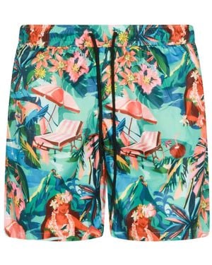 Mauna Kea Badeshorts Mit Tropischem Print - Blau
