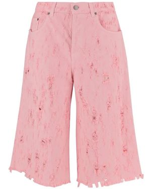 Haikure Distressed Cropped Jeans - Pink