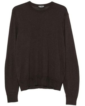 Tom Ford Rundhals-Pullover Mit Geripptem Saum - Schwarz