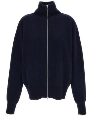 Extreme Cashmere Zip-Up High-Neck Cardigan - Blue