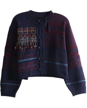 Y's Yohji Yamamoto Fringe-Detail Cardigan - Blue