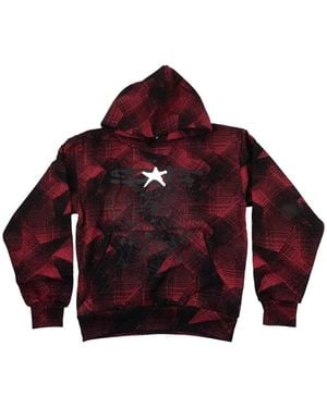 Sp5der Plaid-pattern Star-detail Hoodie - Purple