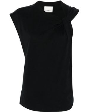 Isabel Marant Asymmetric Organic Cotton T Shirt - Black