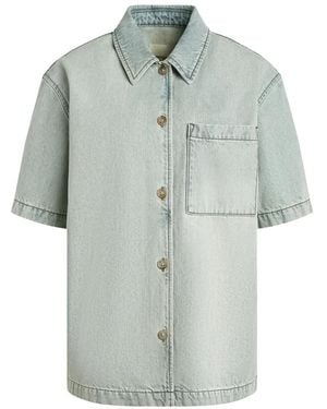 12 STOREEZ Bowling Denim Shirt - Blue