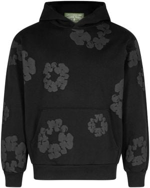 DENIM TEARS Cotton Wreath-Print Hoodie - Black