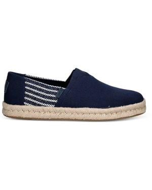 TOMS Rope-Trimmed Striped Espadrilles - Blue