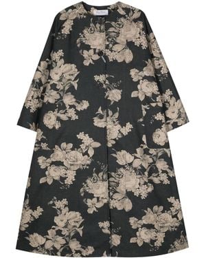 Max Mara Lambert Jas Met Bloemenprint - Grijs