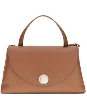Coccinelle Nikla Curved-Top Circular-Detail Tote Bag - Brown