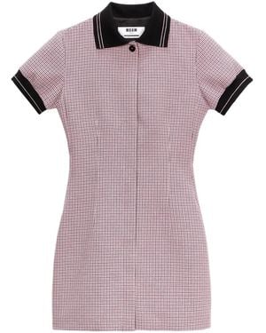 MSGM Check-Print Mini Dress - Purple
