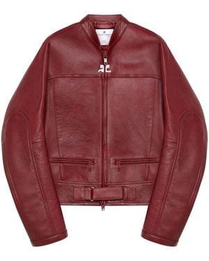 Courreges Scuba Leather Biker Jacket - Red