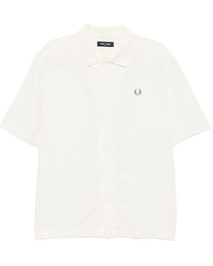 Fred Perry Camicia Con Logo Ricamato - Bianco