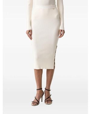 Fracomina Ribbed-Knit Cut-Out Midi Skirt - Natural