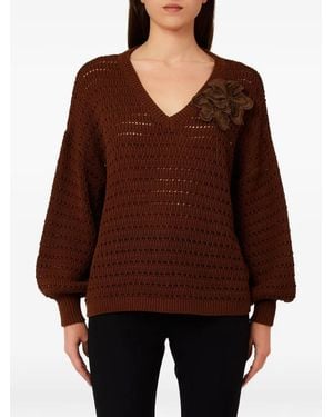 Liu Jo V-Neck Jumper - Brown