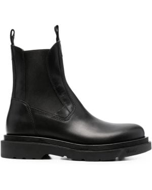 Buttero Elasticated-Panel Leather Chelsea Boots - Black