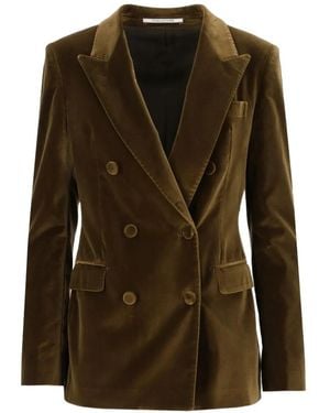 Tagliatore Double-Breasted Velvet Jacket - Green