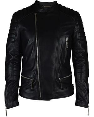 Philipp Plein Quilted Zip Biker Jacket - Black