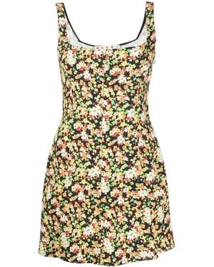 Marni Floral-Print Flared Dress - Black