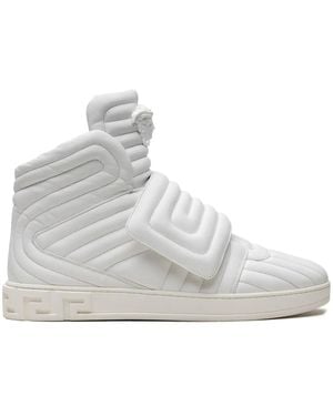 Versace Quilted Leather High-Top Sneakers - White