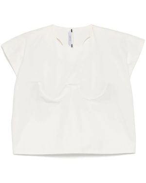Pushbutton Bra Point Sleeveless Top - White