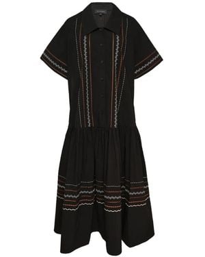 Lee Mathews Broderie-Anglaise Drop-Waist Dress - Black