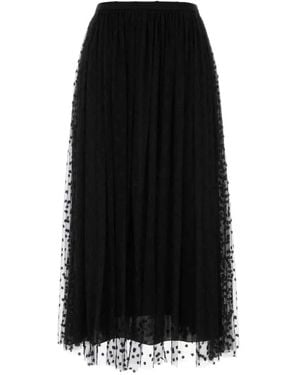 Alberta Ferretti Star-Print Mesh Skirt - Black