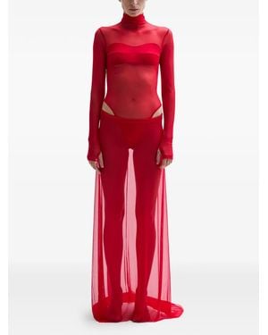 Atu Body Couture Cardinal Long-Sleeve High-Neck Dress - Red